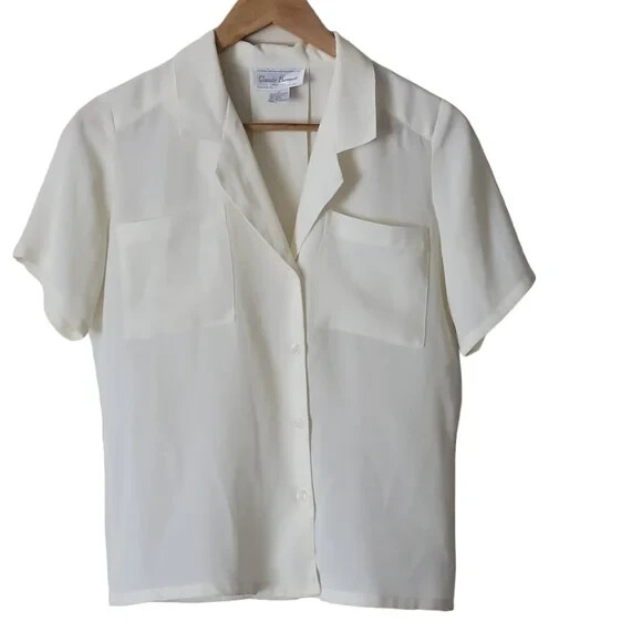 Claude Bennett Petites Button Front Shirt Double Patch Pockets Size 2