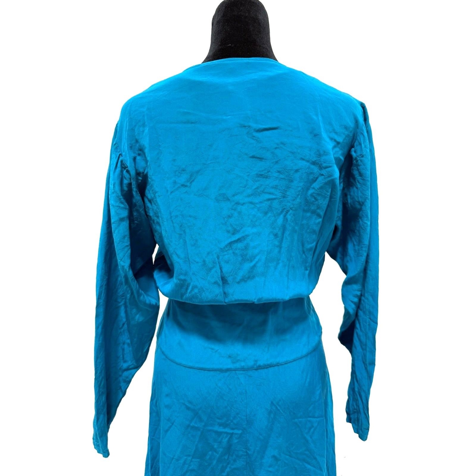 Cybèle teal silk wrap like midi dress