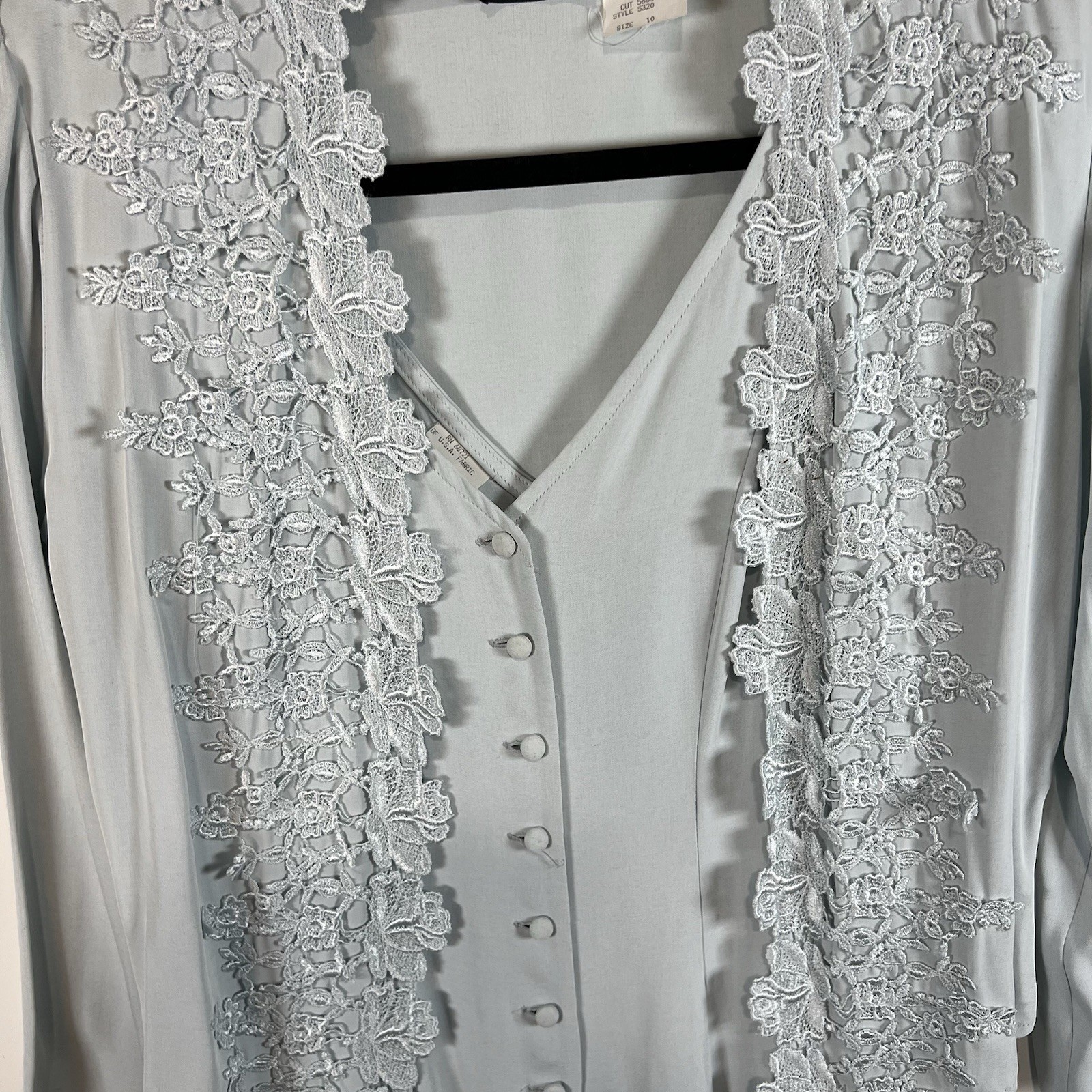 Vintage 90s Wild Rose Blue Lace Button Tea Cottage Core Prairie Dress 10 NWT