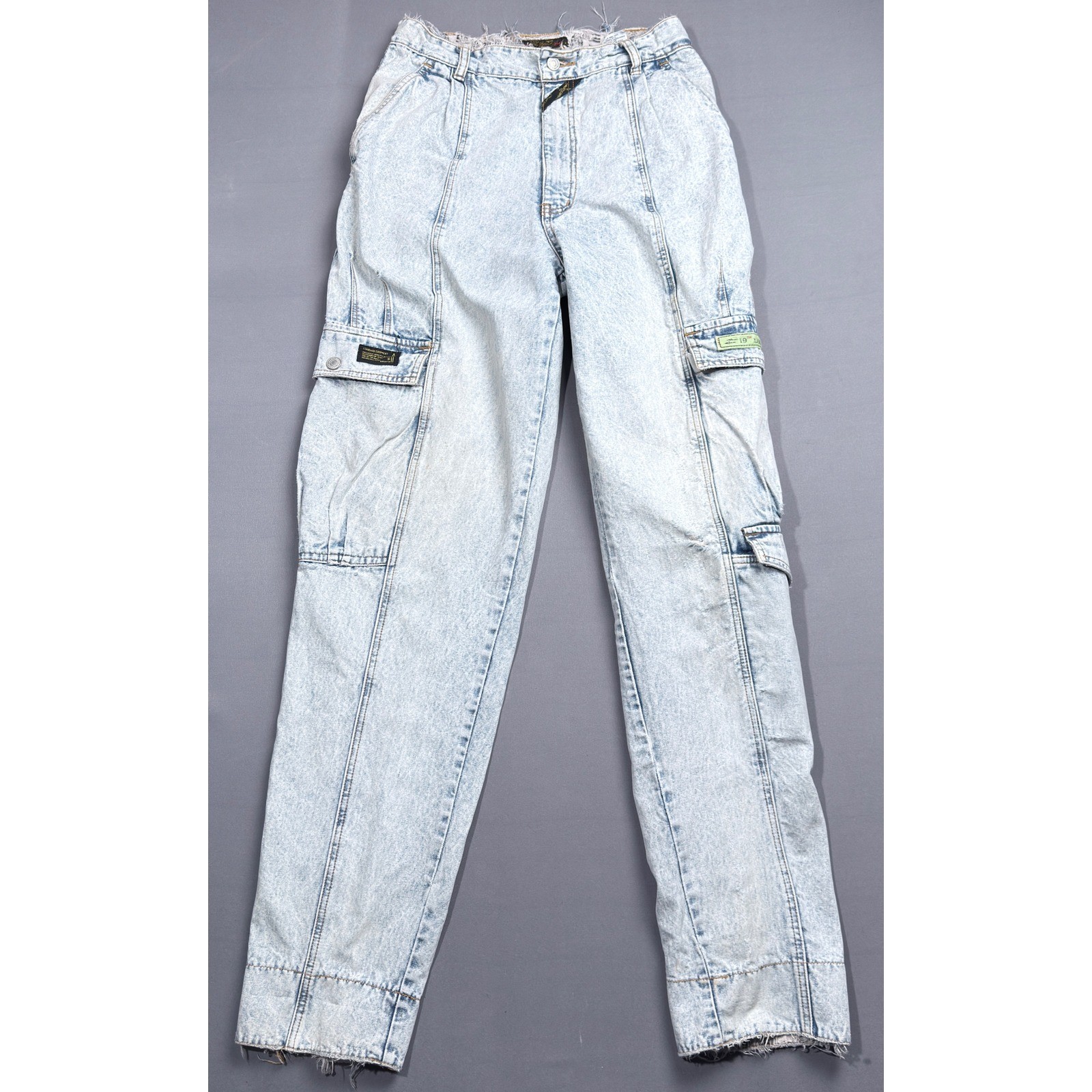 Vintage 90s Jordache Air Corps Acid Wash Cargo Jeans 32×34 Eagle Patch Y2K
