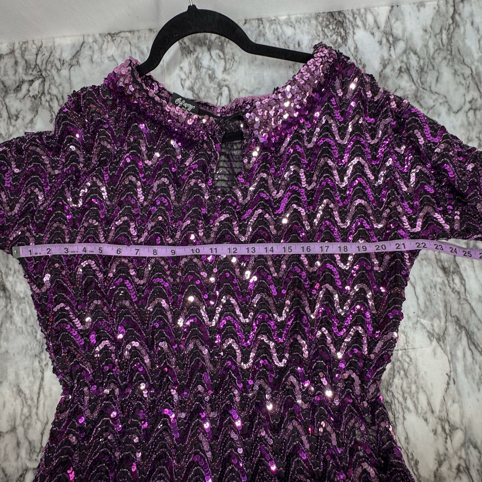 Vintage Rob Hill For Mister Jay SZ M Sequin Dolman Sleeve Top Cowl Neck