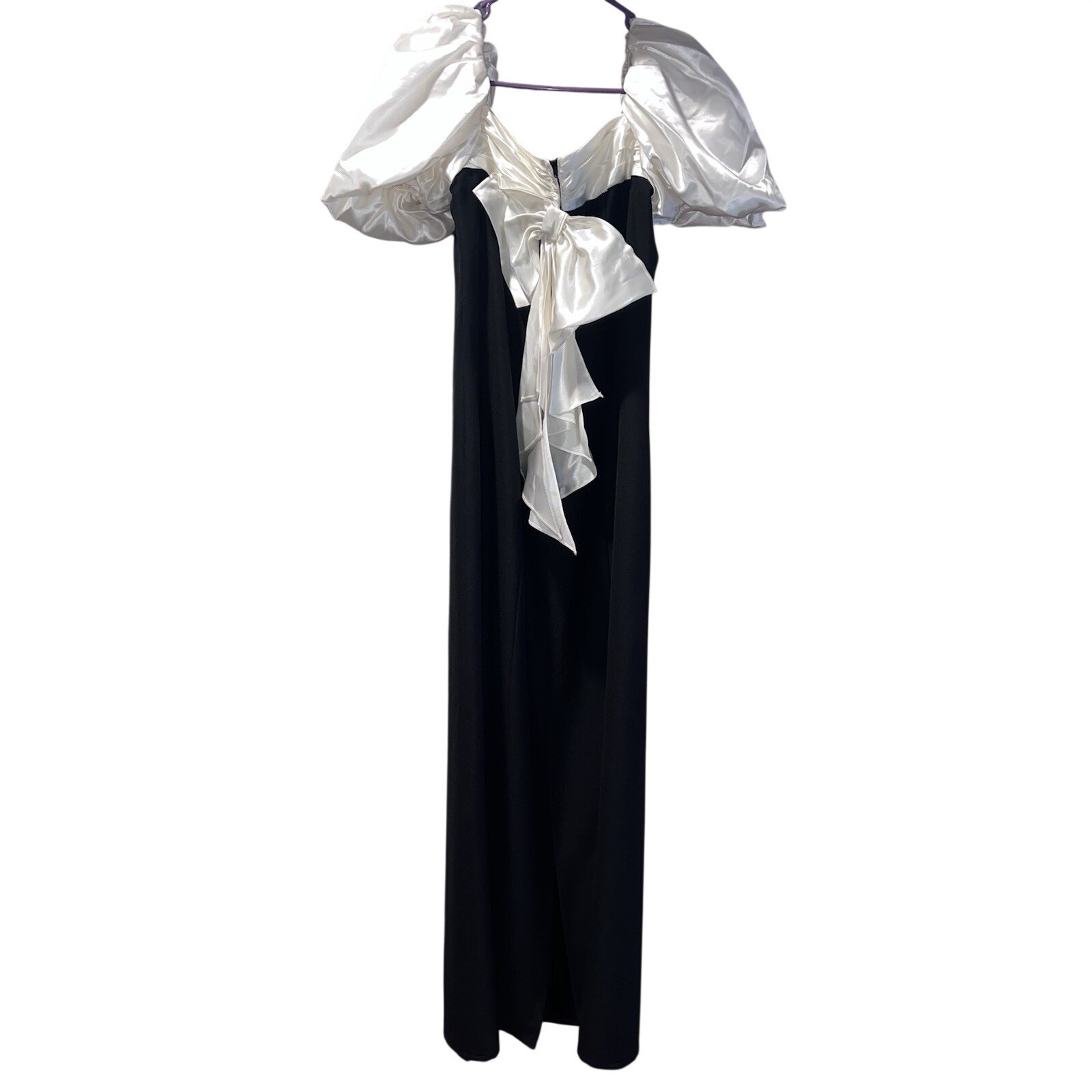 Vintage 80’s Charisma By Bel Air Womens Dress Black White Formal Bow Satin 9/10