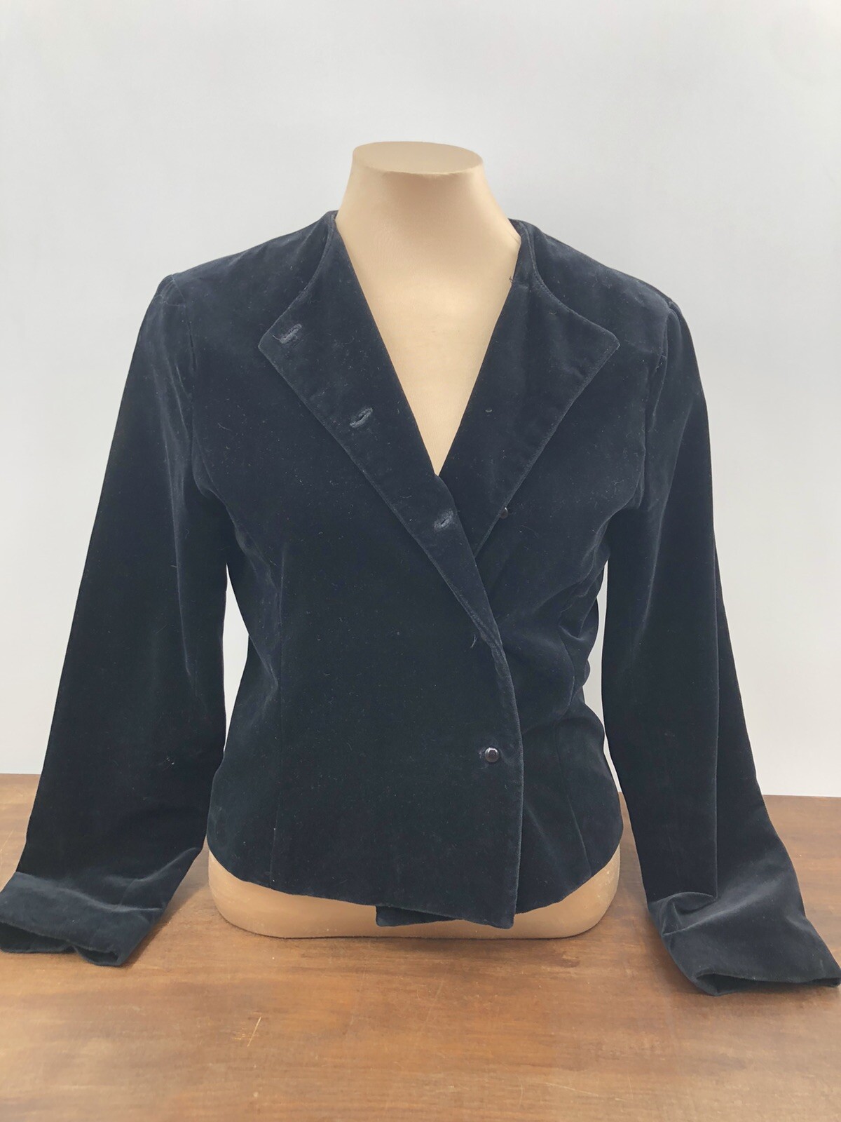 Vintage Carroll Reed Women’s Black Cotton Velvet Blazer Jacket Size Medium