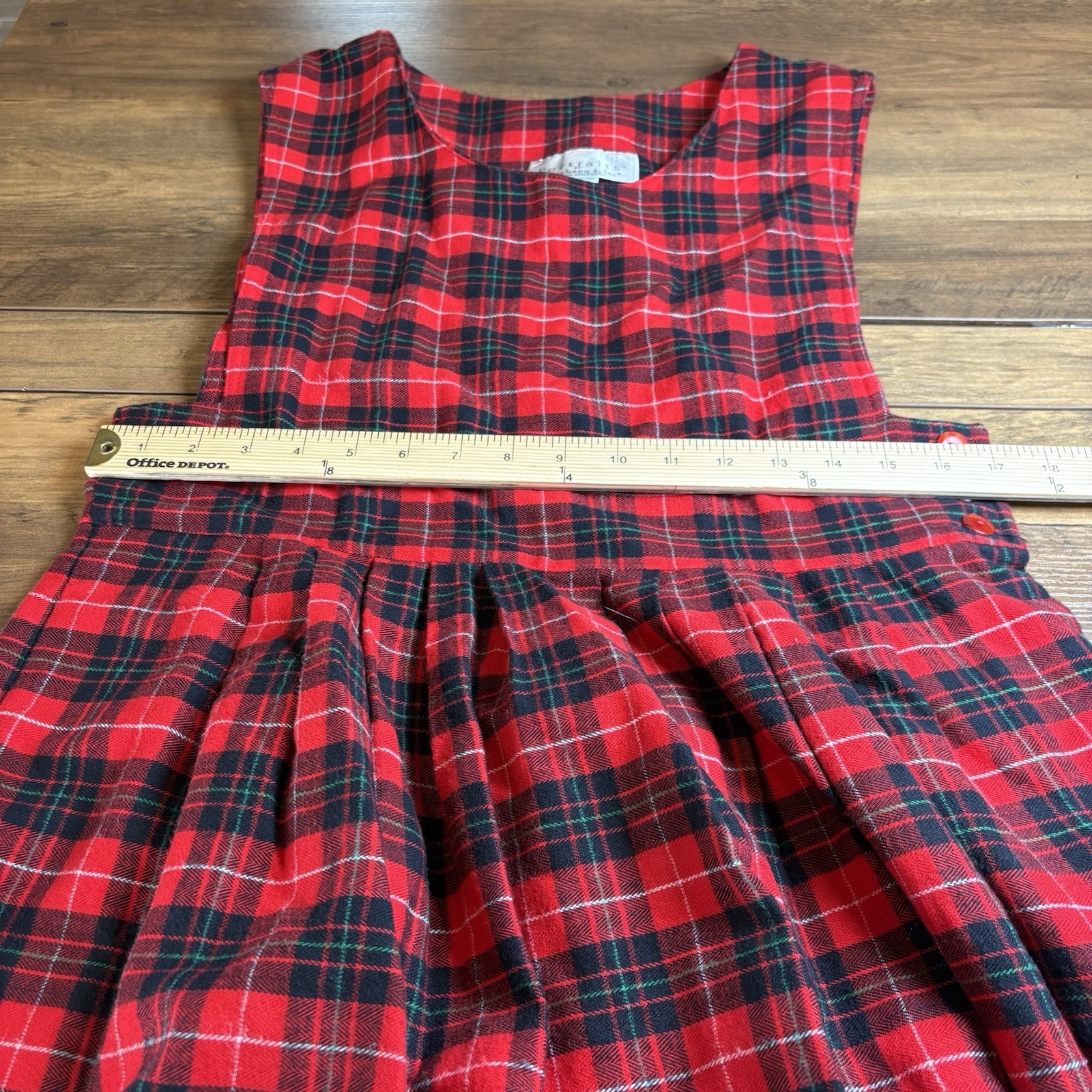 Portraits by Northern Isles Red Plaid Flannel Pleated Overall Dress Size 10