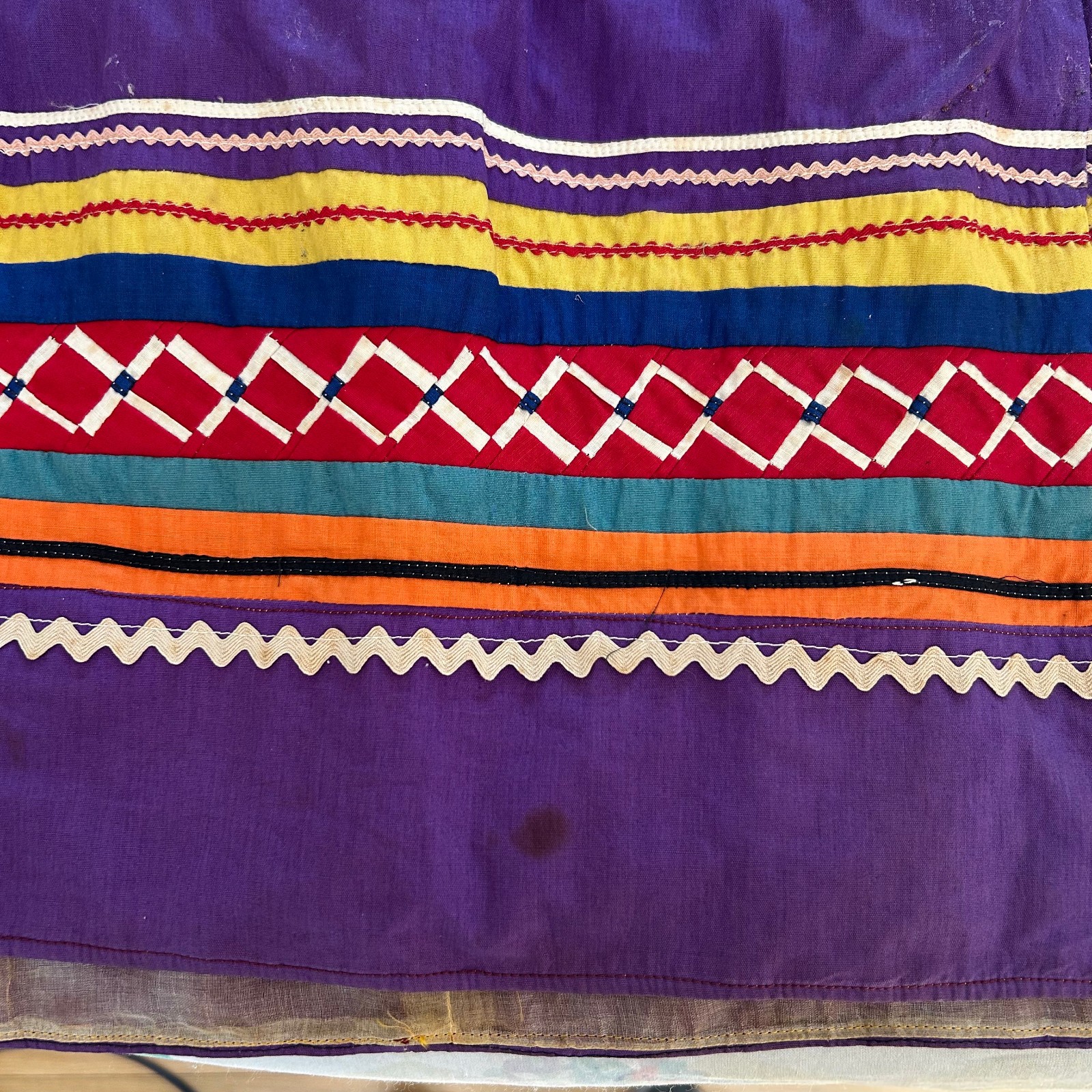 Vintage Colorful Native American Quilted Patchwork Skirt Seminole