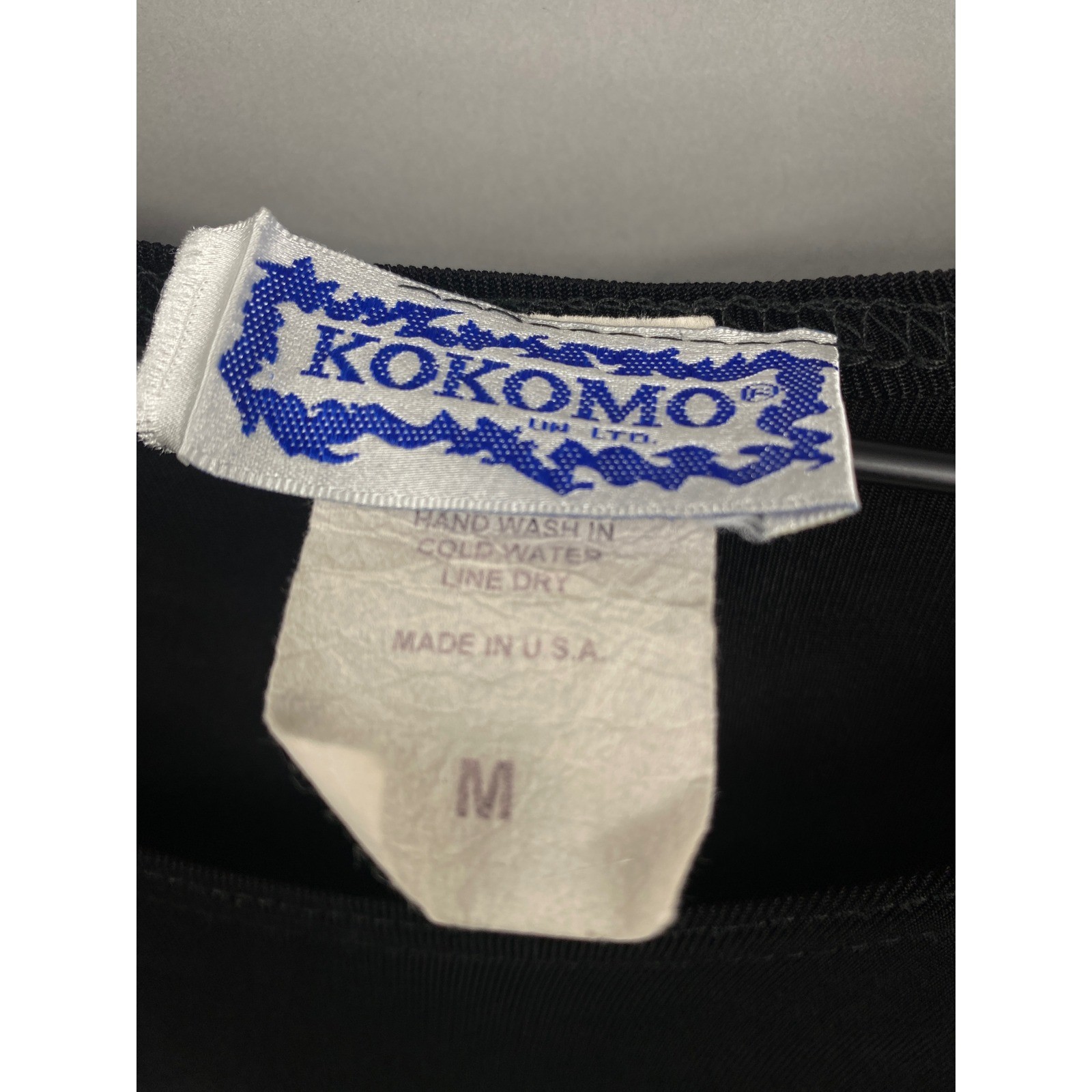 Kokomo Vintage Spiral Top Womens Medium Black White 90s Art to Wear Slinky Knit