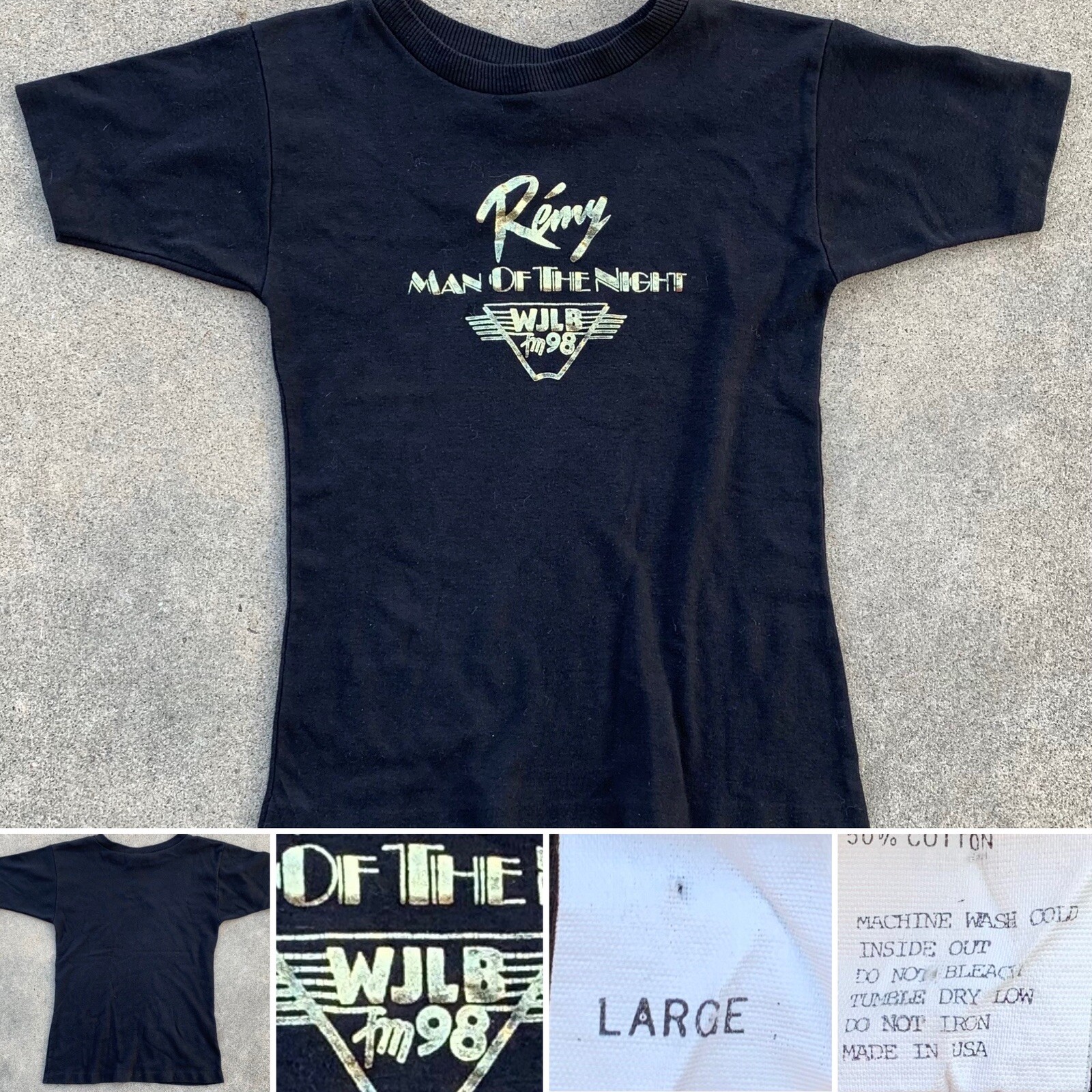 vintage Remy Man Of The Night WJLB fm 98 t-shirt single stitch size L