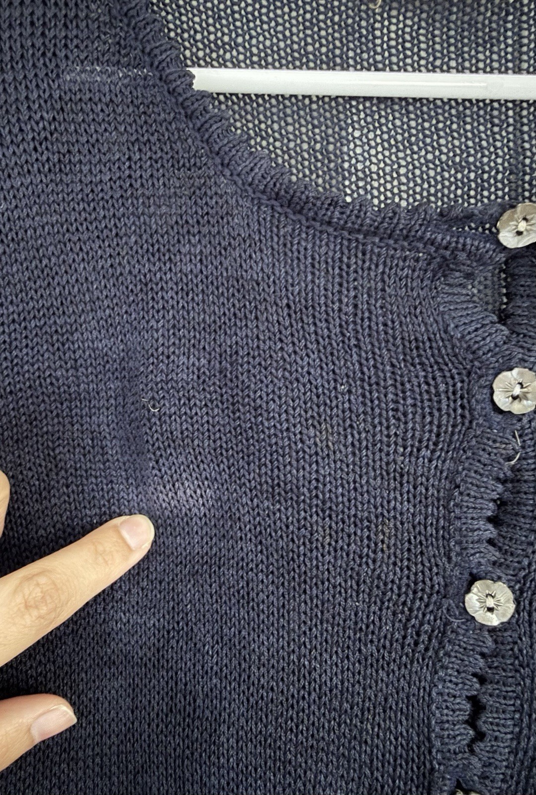 Pringle of Scotland 100% Linen Navy Sweater Cardigan M Open Knit Preppy Vintage