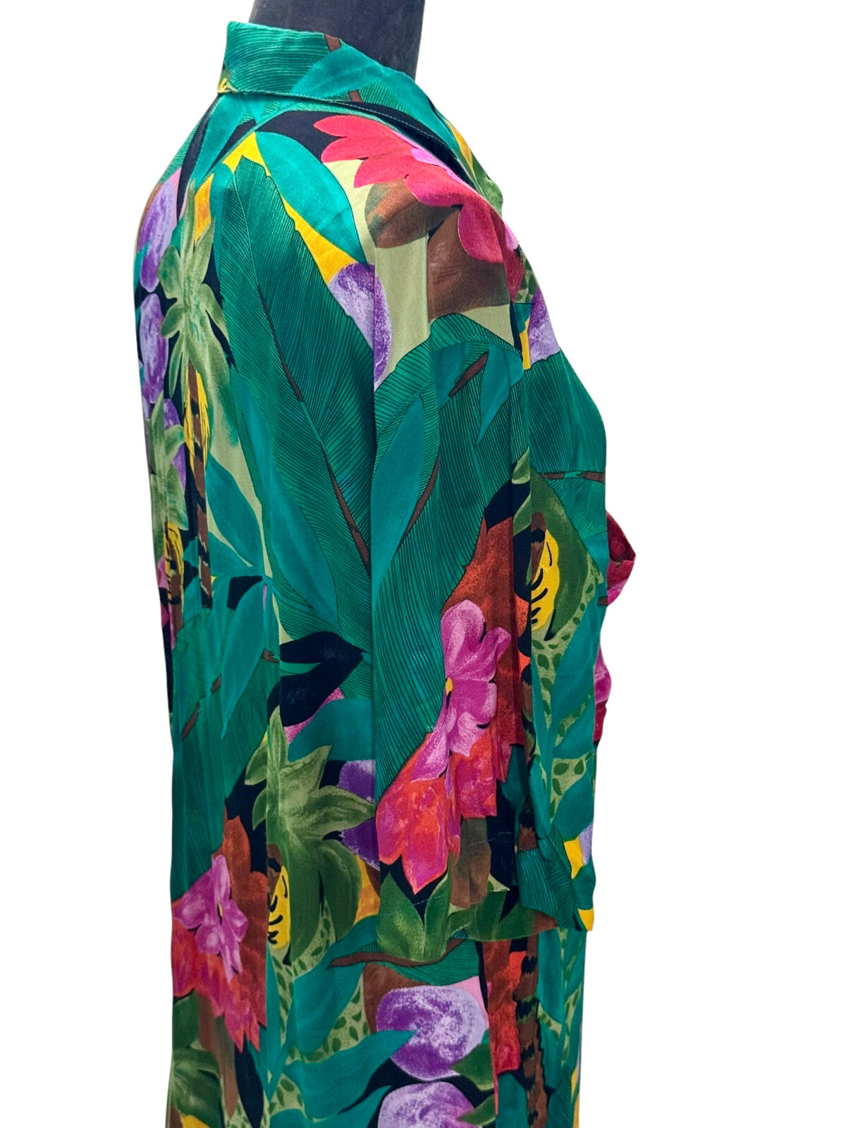 Vintage Gottex Colorful Tropical Floral Pattern Long Shirt New Old W/ Tags Large