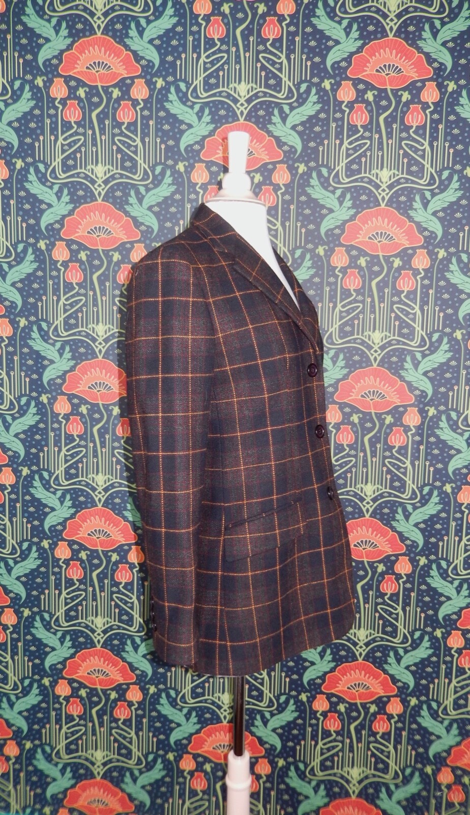 Vintage 90’s Y2K Plaid Schoolboy Blazer Jacket Preppy DKNY Blue Brown 3 Button