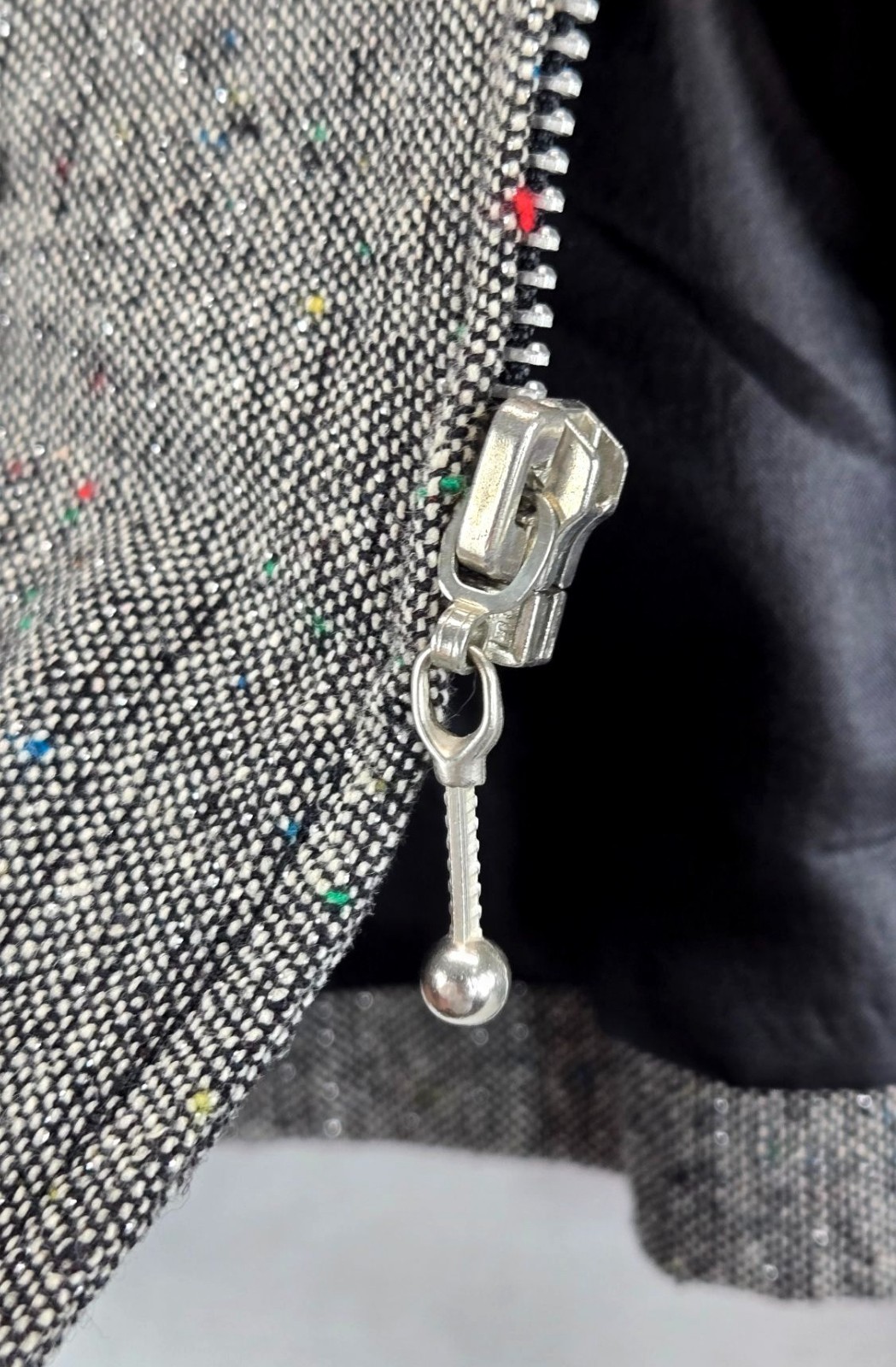 Vtg 90s Blazer Moto Gray Weave Multi Color Specs Silver Studs & Thread M Mishca