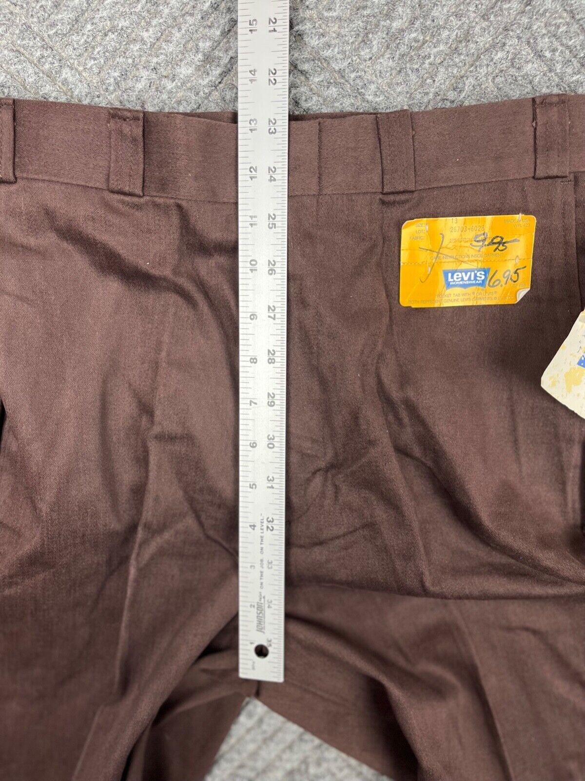 Vintage 70’s Levi’s Womenswear Slacks Size 29×34 Brown Classic Adult NOS