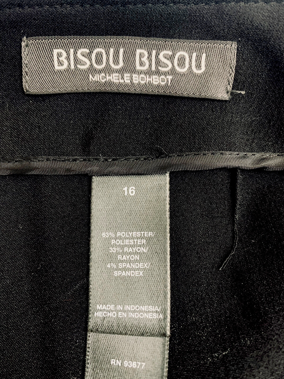 Vintage Bisou Bisou Michele Bohbot No Waistband Pants Black Size 16 With Tag