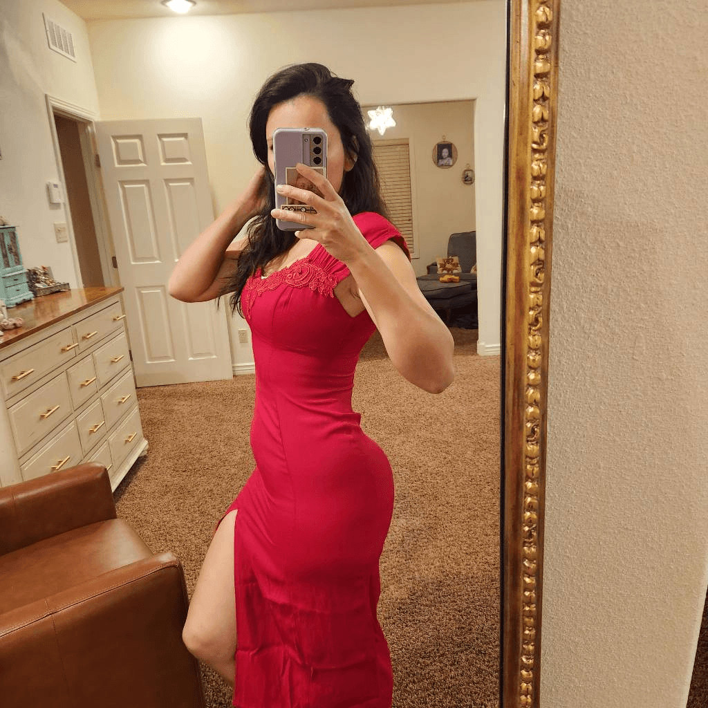Jay Jacobs size 9-10 vintage Marilyn Monroe wine red sweetheart high slit dress