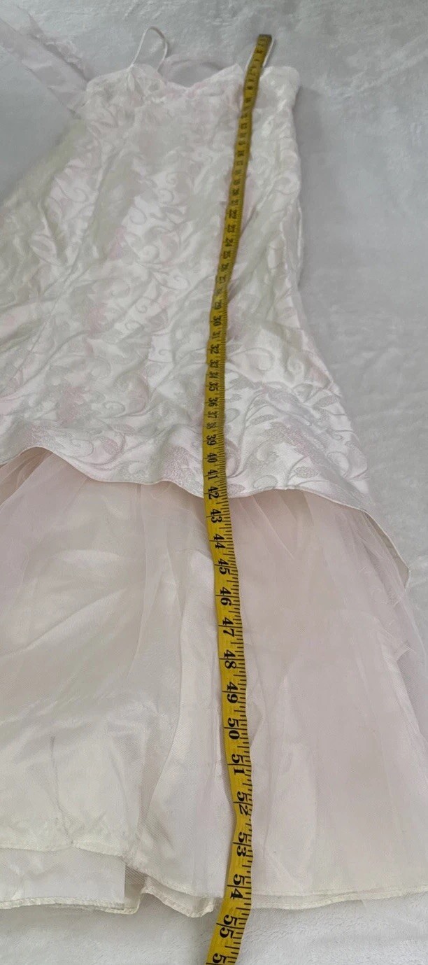 Vintage 80s Zum Zum Prom Dress SZ 3 Light Pink Tulle Spaghetti Strap Corset Back