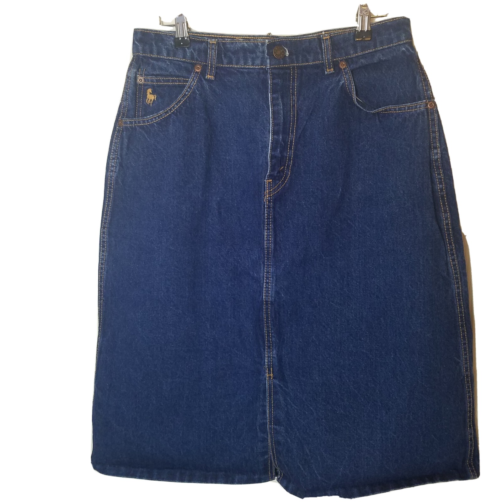 Vintage Hunt Club Denim Jean Modest Skirt Size 15 Front Slit Pockets