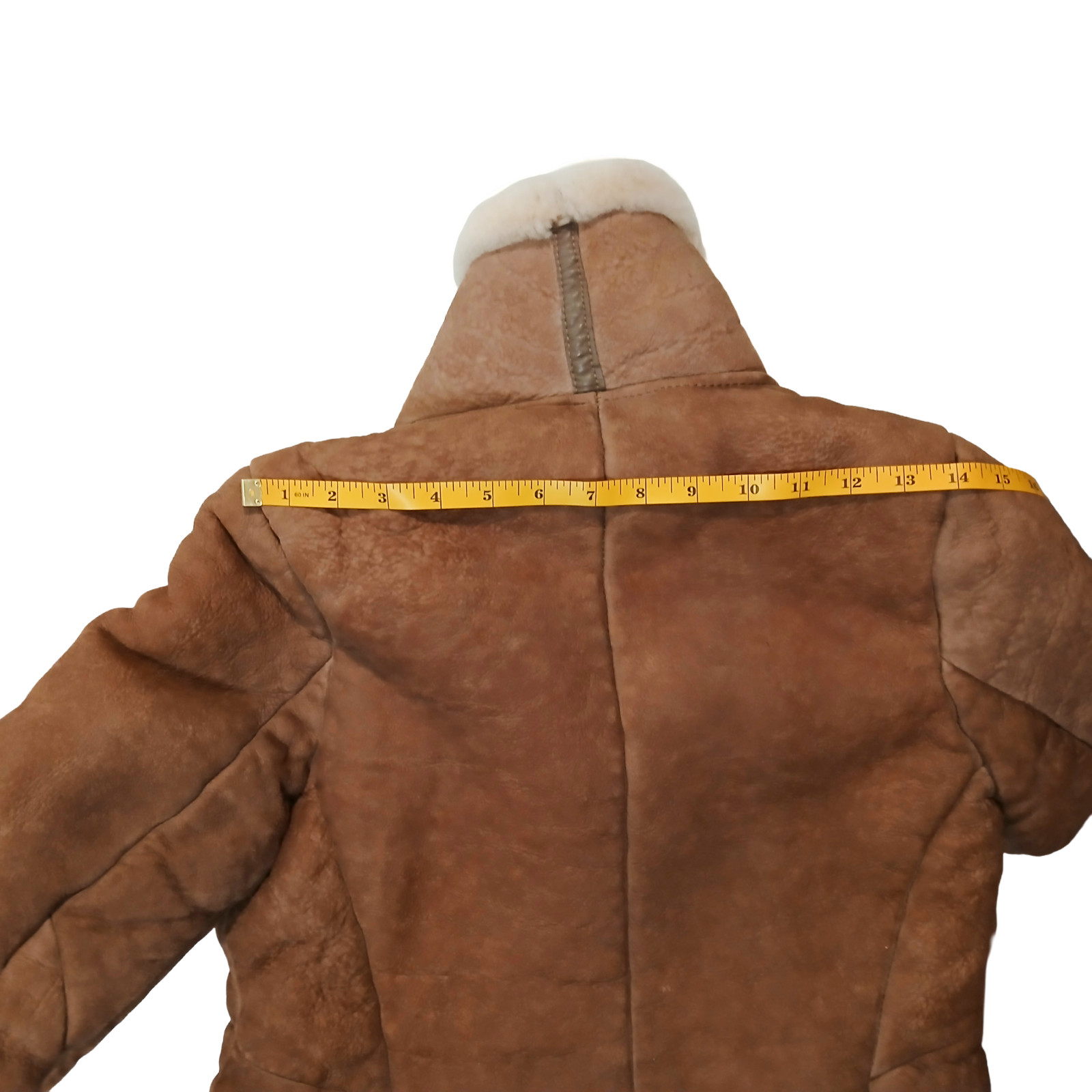 Knight Tailors Shearling Sheepskin Coat Womens 34 XS Brown Suede Vintage 70s 80s