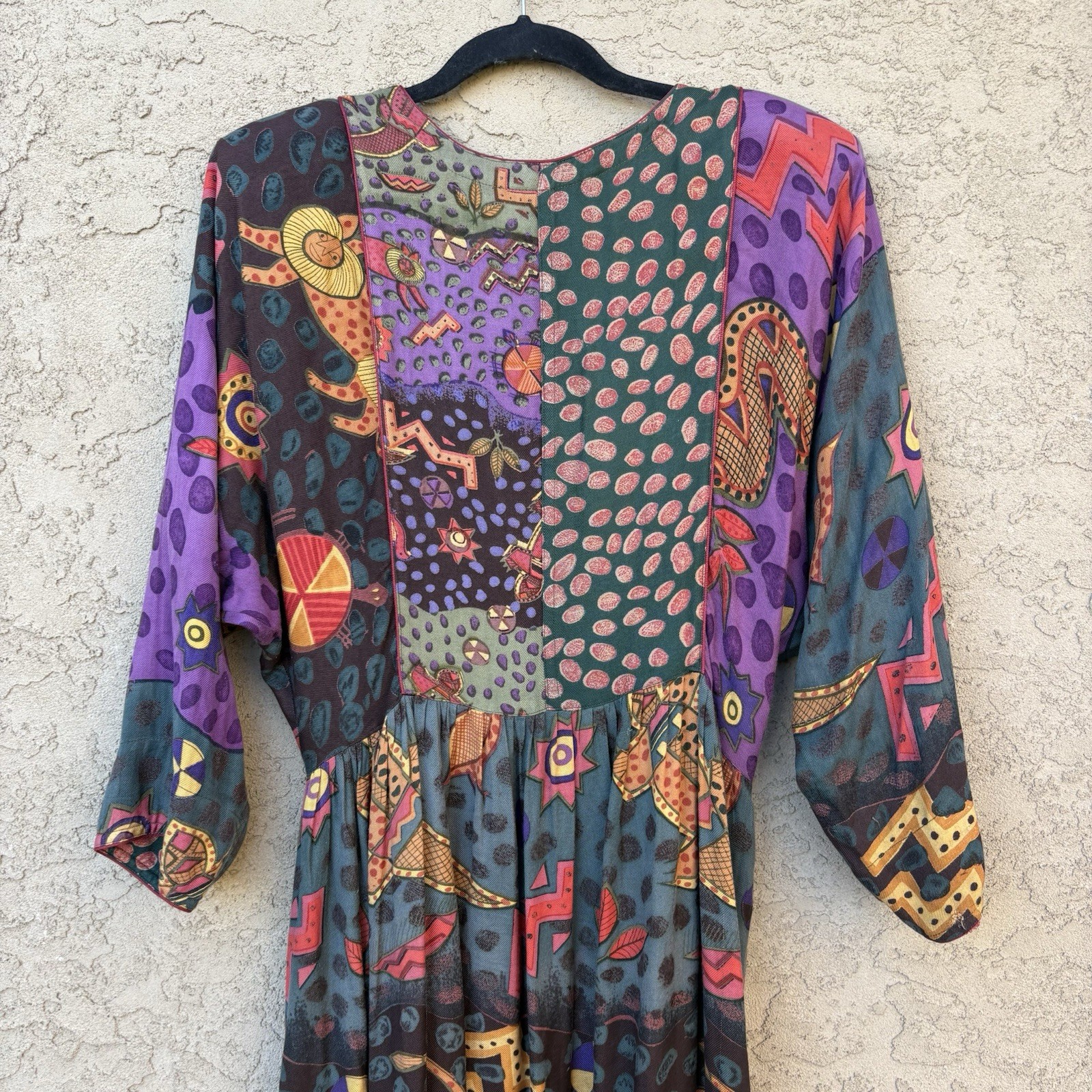 Bandhini M Polo Vintage Wildcat Patterned 90s Shoulder Pads Size Small Indian