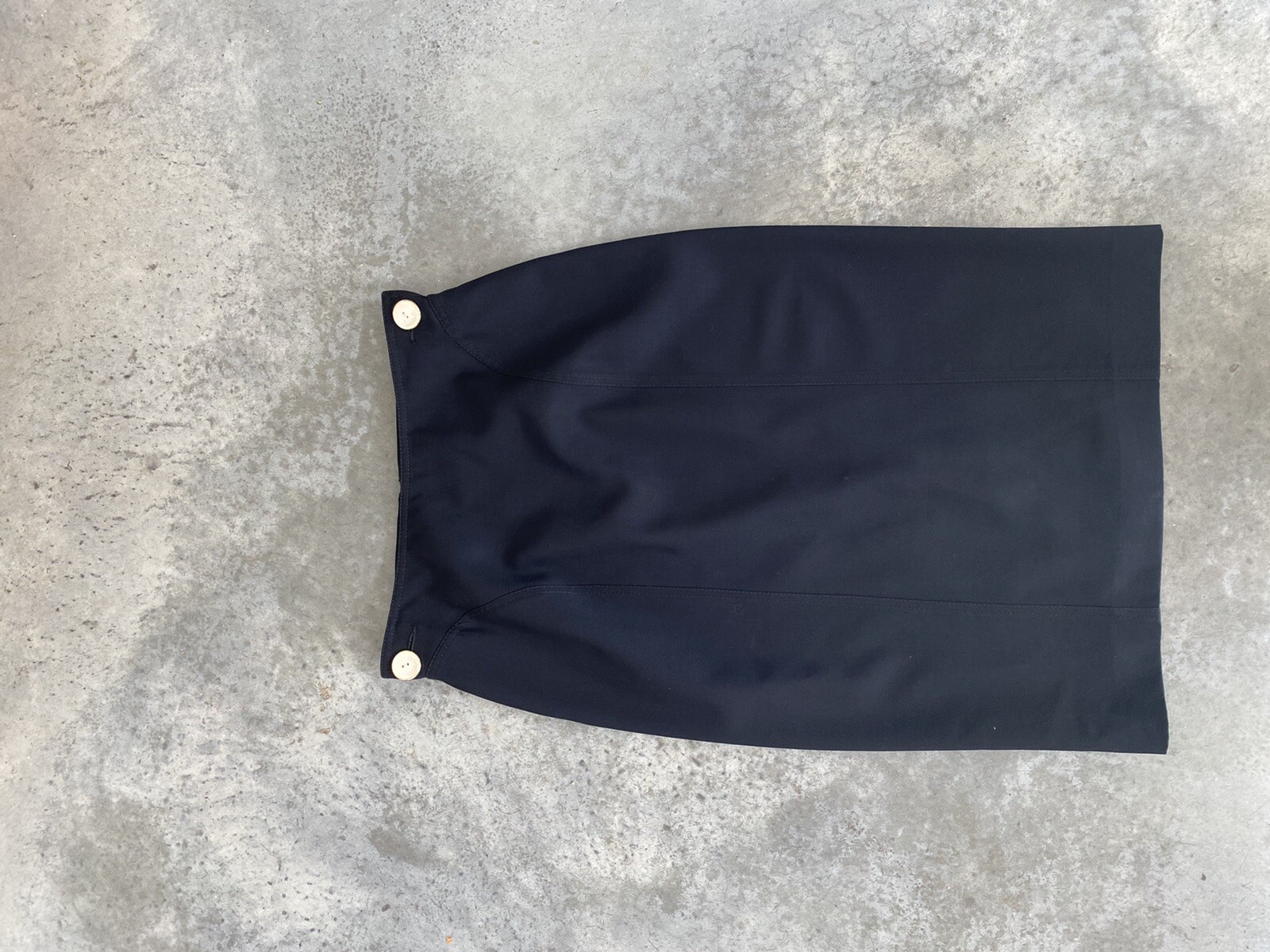 Vintage Valentino Skirt Black Wool Wiggle Moonstone Buttons Pencil 44 / US 10