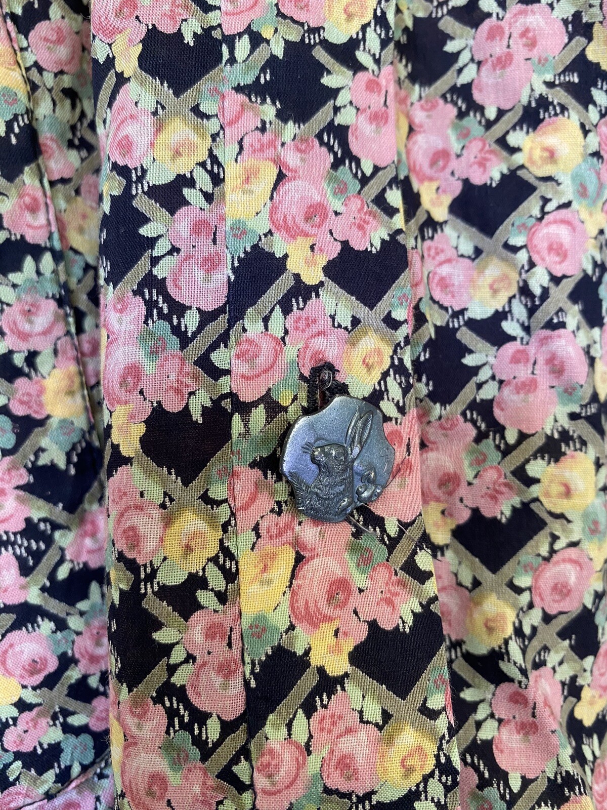 Vtg 1970 Liberty of London Blouse Pockets Pewter Rabbit Buttons RARE