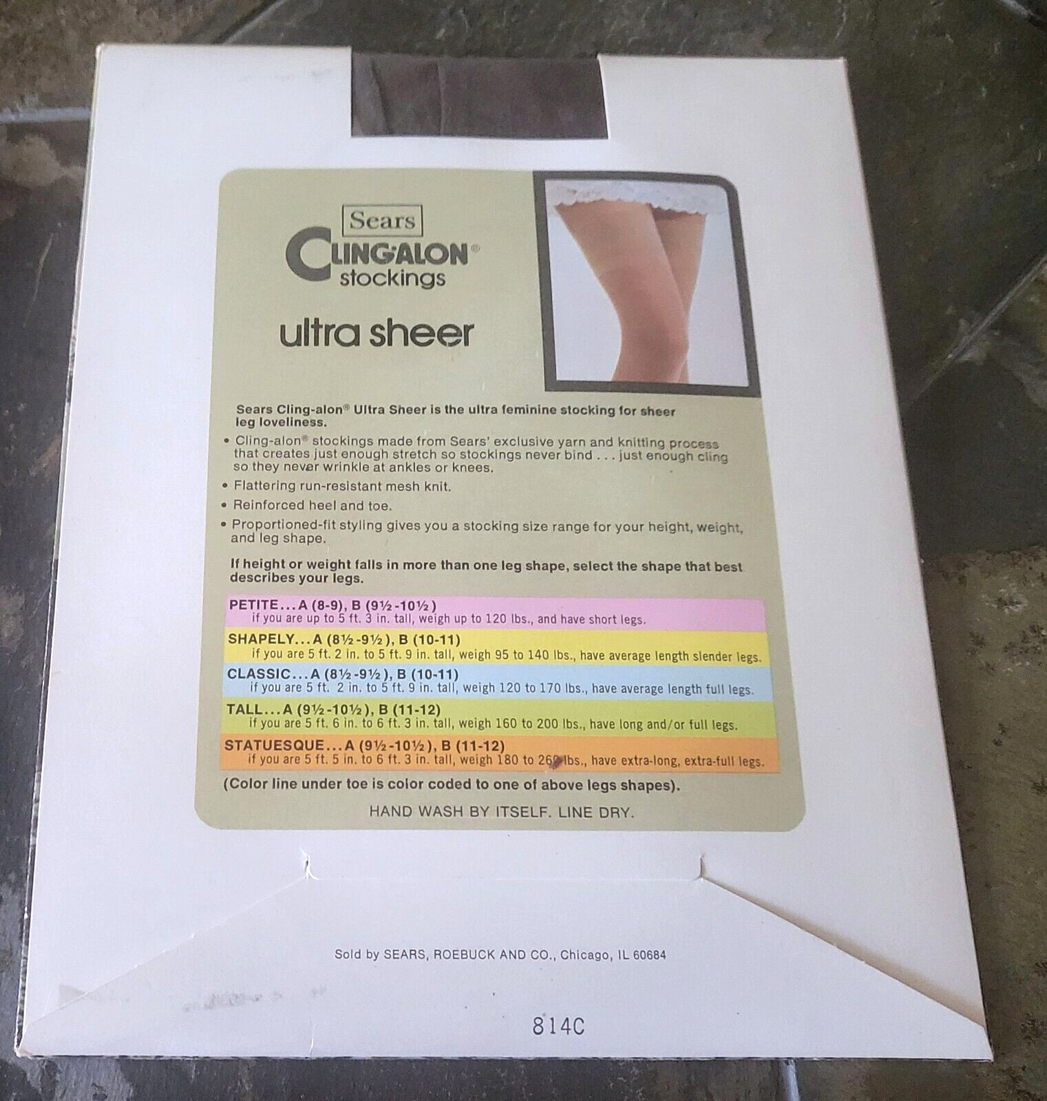 Size B (10-11) Vintage Sears Clingalon Ultra Sheer Stockings