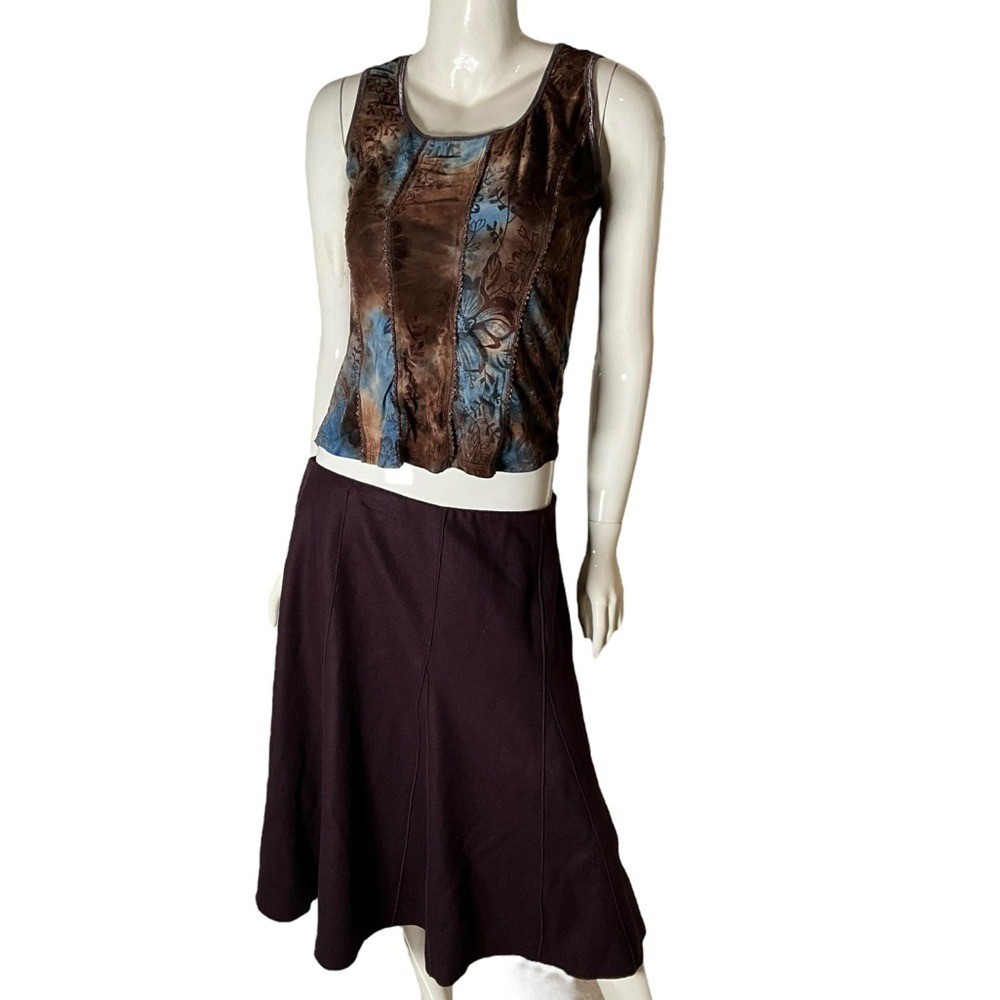 Vintage Harve Bernard skirt brown wool blend knee length 10 academia preppy