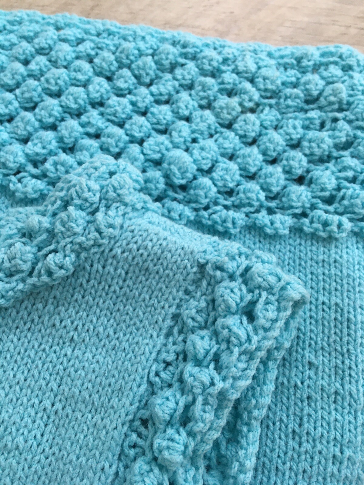 VTG 1960s Pastel AQUA Bubble HANDKNIT Dress Pin Up MOD Sleeveless