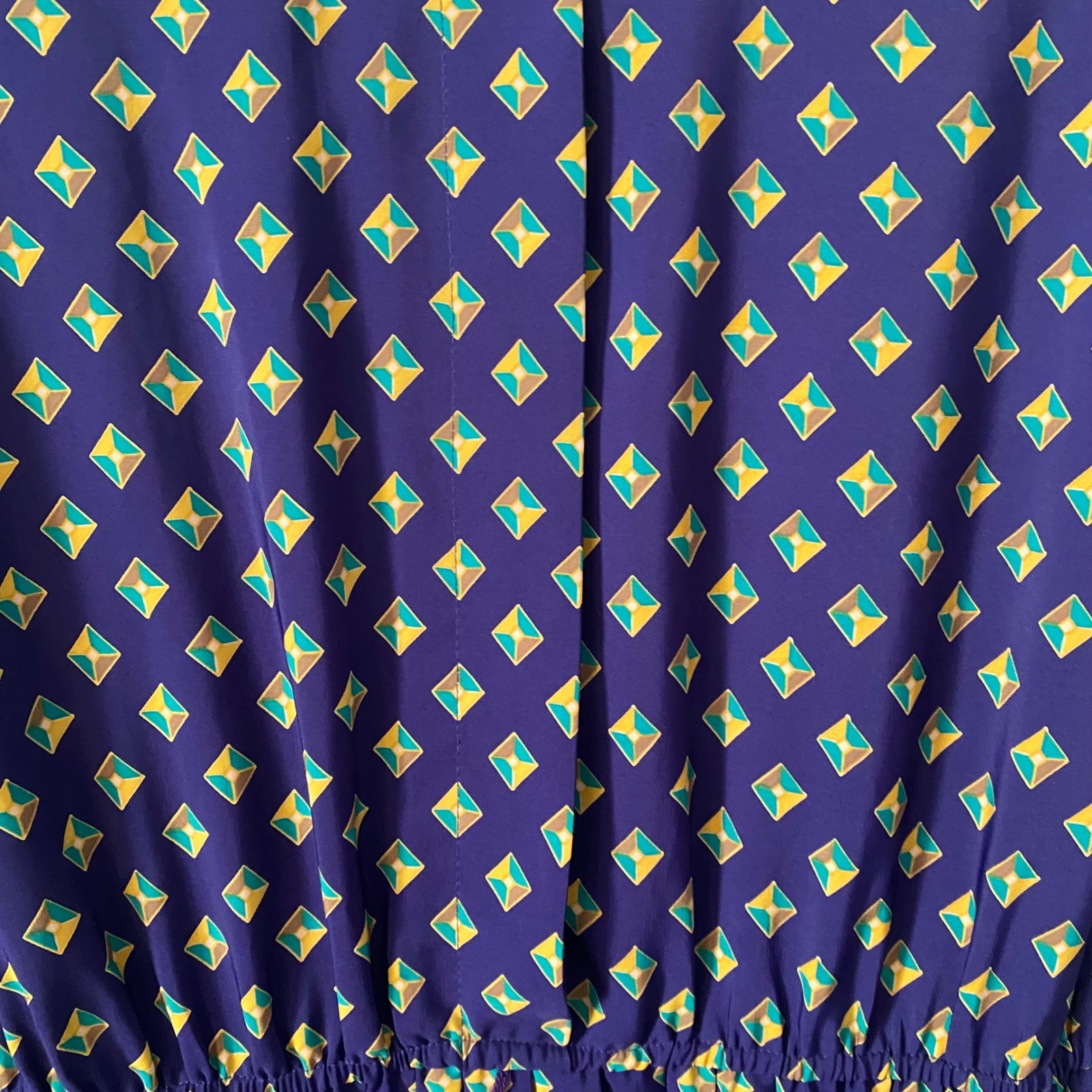 Lady Carol of New York Vintage 80s Purple Geometric Floral Pleated Midi Dress
