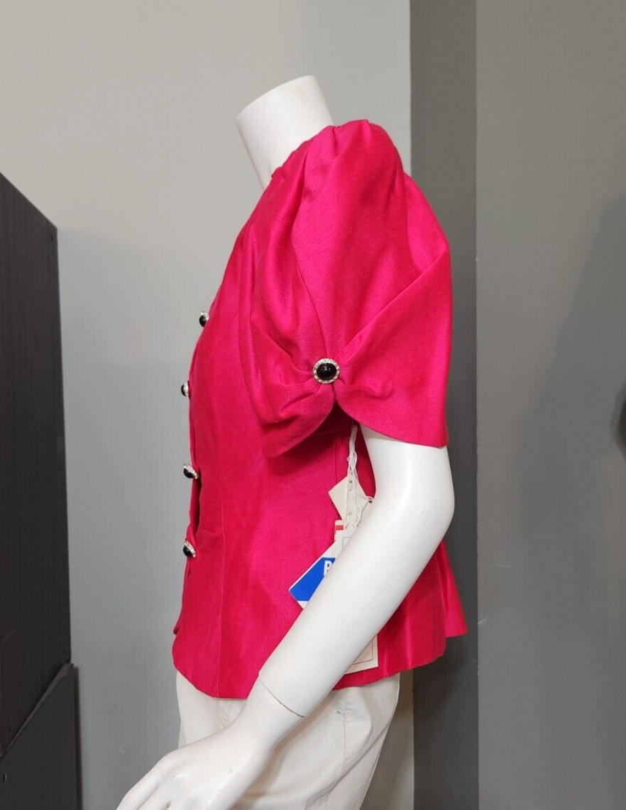 Vtg Barbara Chodos for Michael Marcella Pink Short Puff Sleeve Jacket Sz 12 NWD