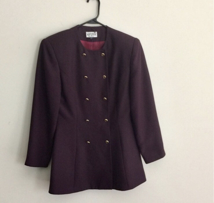 Vintage 90s Kasper A.S.L Plum Suit Jacket Blazer Work Wear Size 4