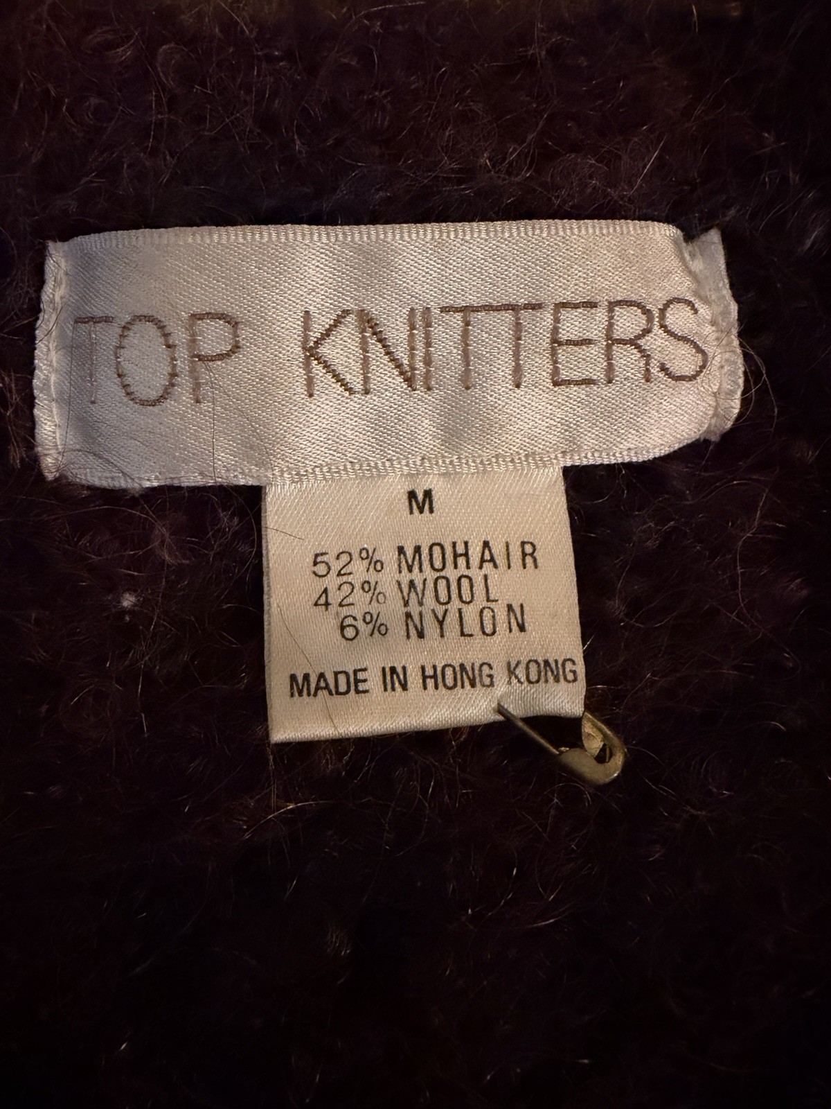 Vintage Sweater 52% MOHAIR,42% WOOL Black& Plum Reto,80’s Zebra Print,breathable