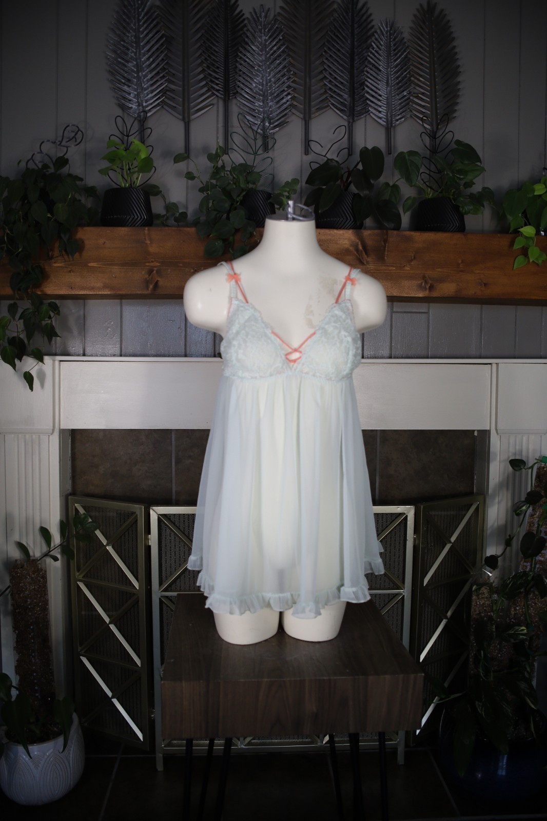 Victoria’s Secret Y2K Vintage Babydoll Light Blue And Coral Sz Large