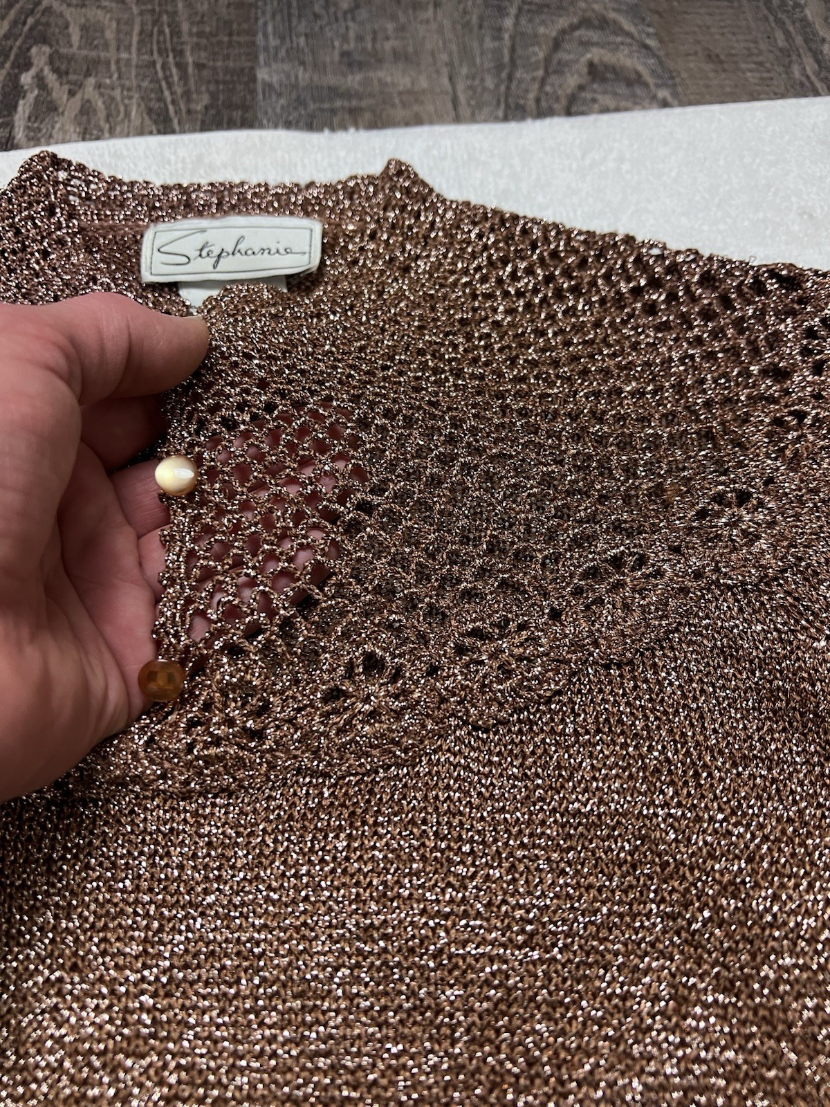Vintage 70’s Gold Metallic Mesh Knit Sweater Disco Studio 54 M