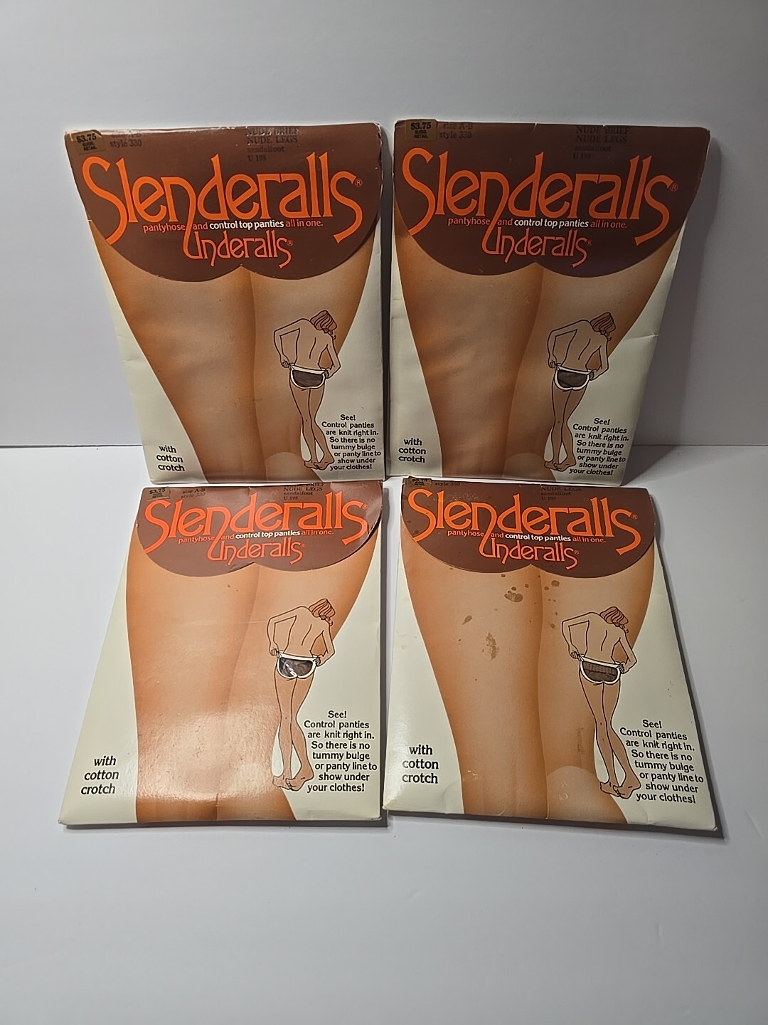 RARE Vintage LOT 4 Underalls Slenderalls Pantyhose & Panties Size A-B 330 Nude