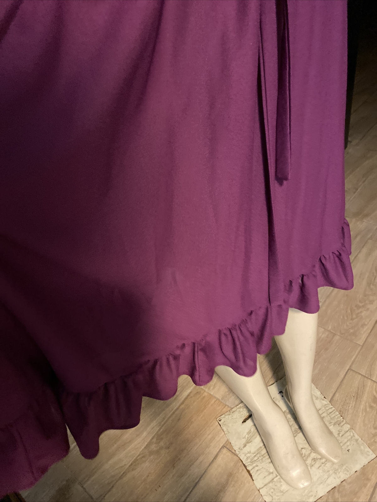 Jerri Gee Vtg 70’s S/S Lace/Ruffle Prairie Boho Victorian Dress Sz 7 PURPLE Y8