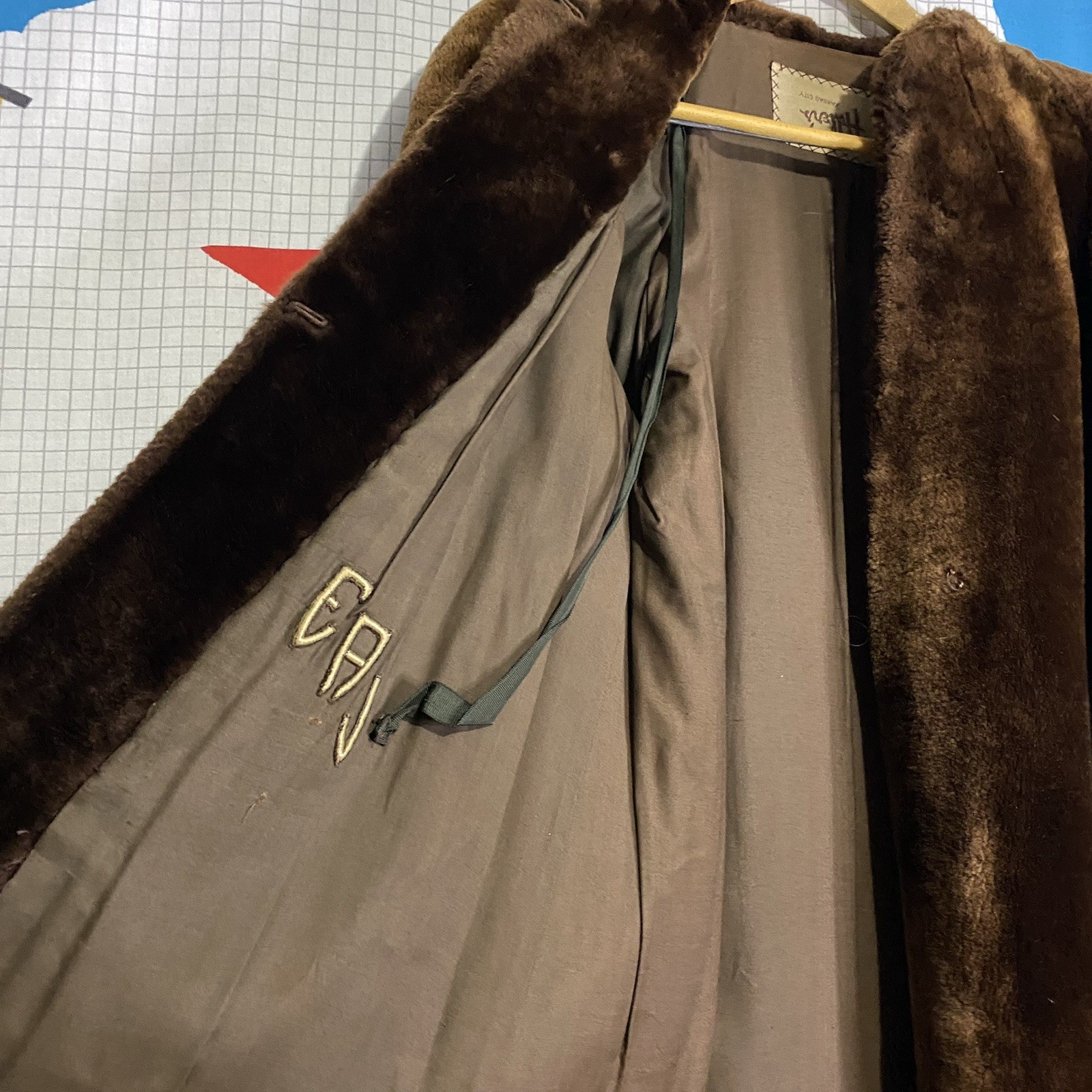 Vintage 50s Brown Mouton Fur Coat Medium Lamb Beaver Mink 60s Velvet Kansas City