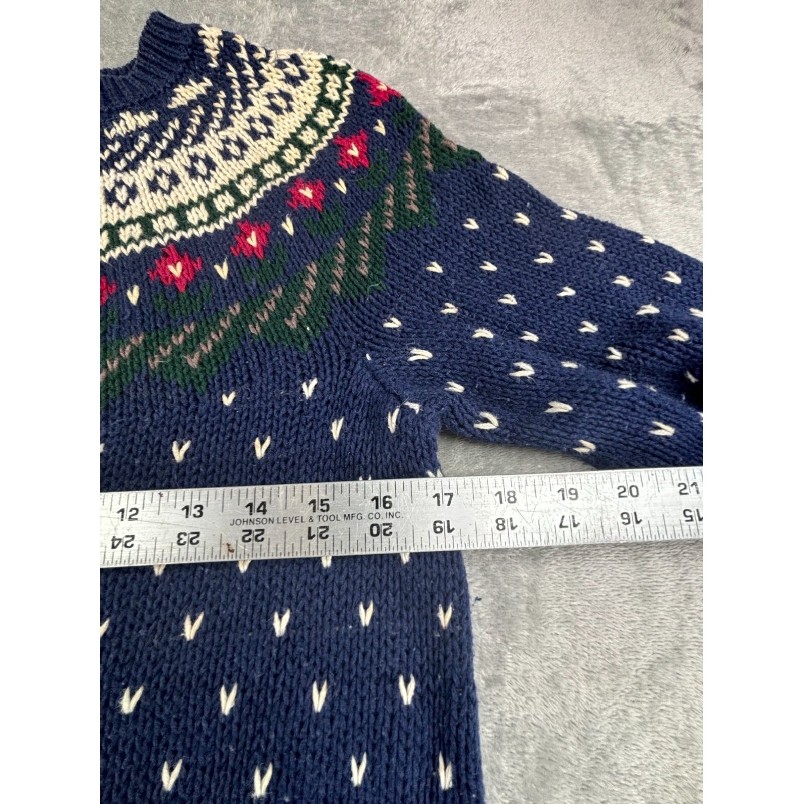 Vtg Illustrations Sweater Knit M Hong Kong Cabin Fever Fair Isle Hearts