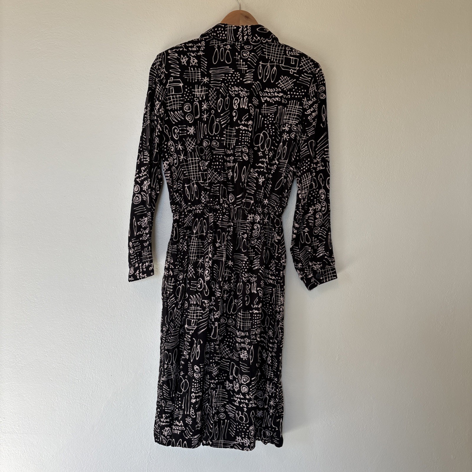 90s Squiggle Button Down Dress Petites By Willi Size 14 100% Rayon