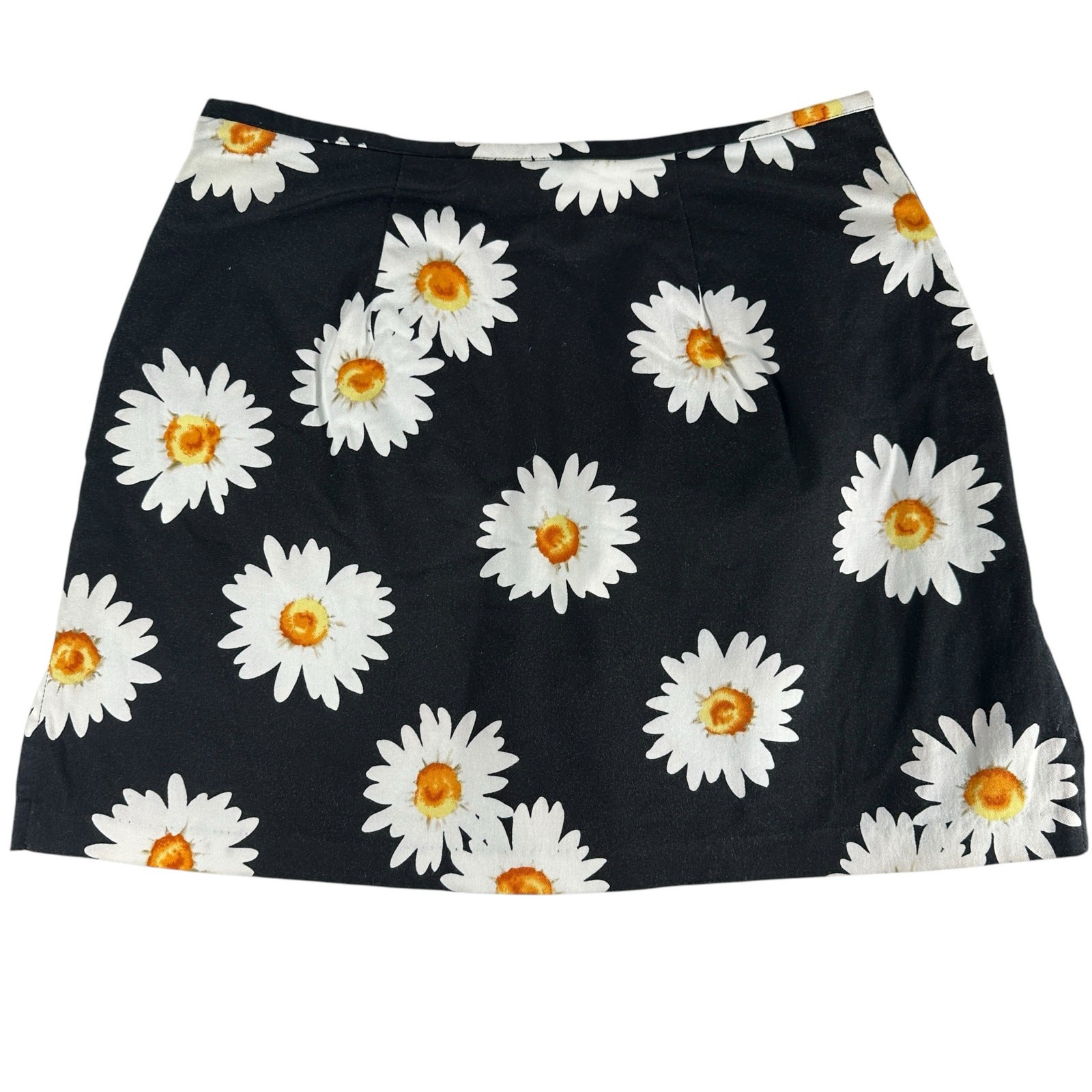 BRIGGS New York Daisy Print Black Canvas Skort Skirt 90s VTG Cotton Blend Sz 12