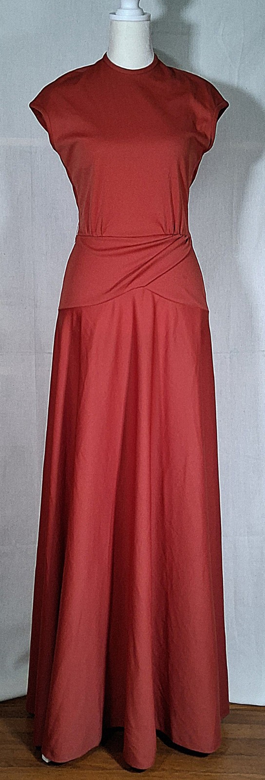 Vintage 70s Unbranded Maxi Terracotta Dress Union Label USA Size SMALL