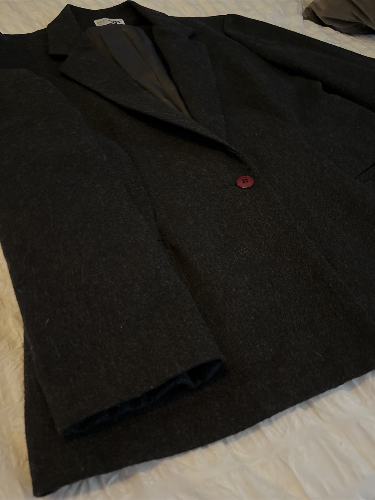 VINTAGE RRRRuss WOOL Dark Gray Lined Blazer USA Union Made Size M/L