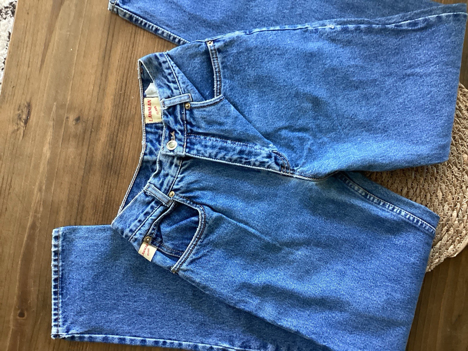 High-rise 80s Women Mom Jeans- Classic Quality Denim Stright Leg Size 3 Blue
