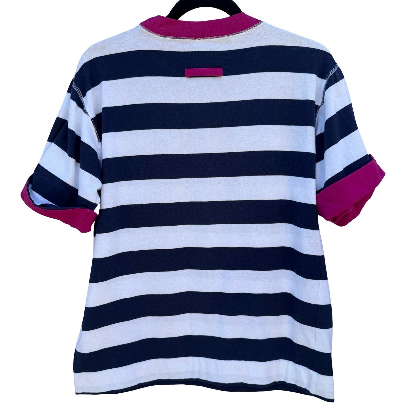 Izod Club Vintage 90s Nautical Preppy Coastal Striped Shirt Yacht Club Navy M