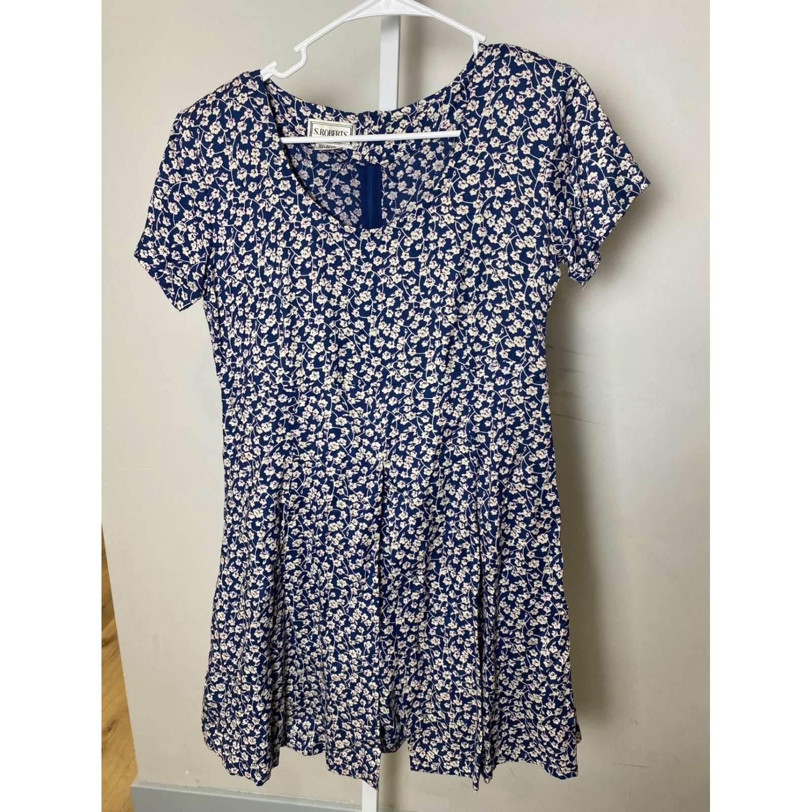 S. Roberts Vintage 90’s Navy Floral Mini Dress with Peek-A-Boo Shorts Size 9/10