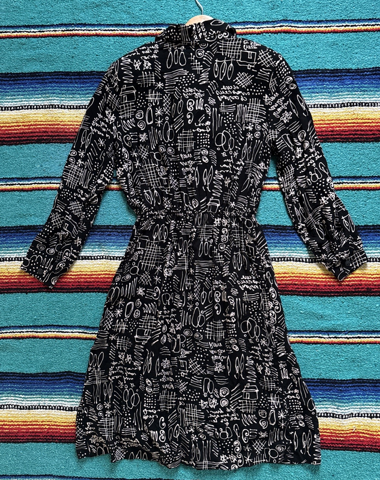 90s Squiggle Button Down Dress Petites By Willi Size 14 100% Rayon