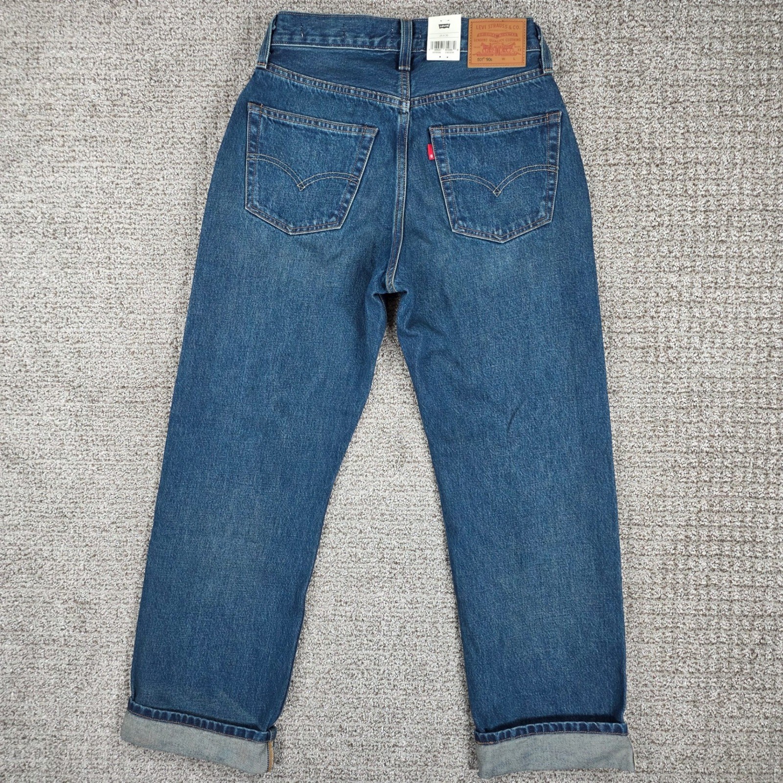 Levis 501 90s Selvedge Denim Jeans Womens 25×30 Blue Straight Leg Mid Rise NWT