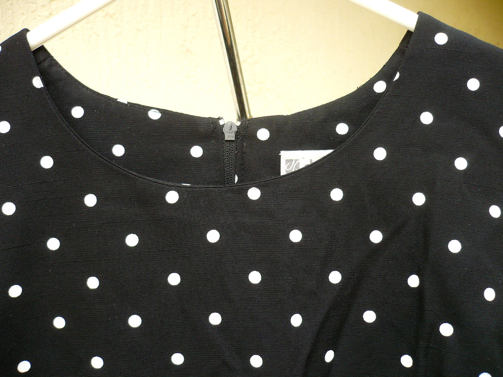 VTG DRESSBARN PETITE SIZE S M P BLACK OVERLAY POLKA DOTS SLEEVELESS DRESS WOMEN
