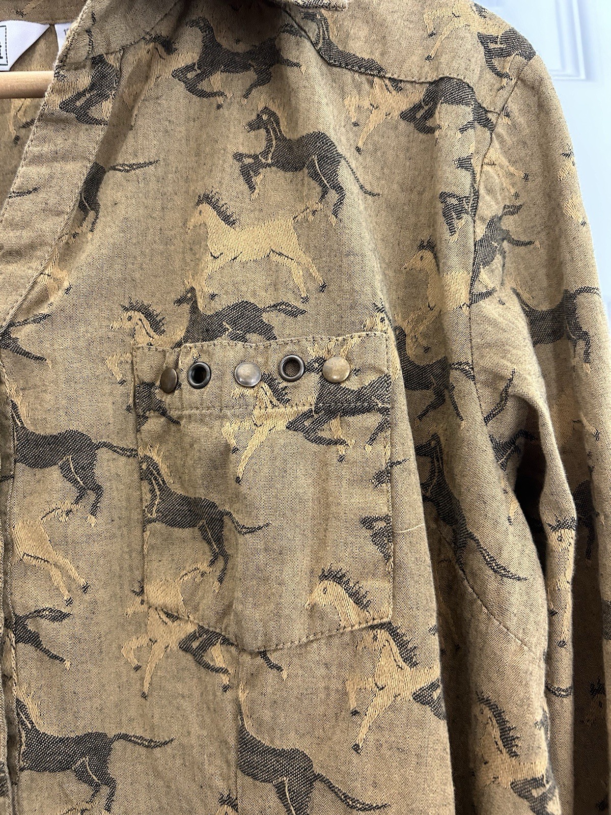 Vintage Keren Hart XXL Top Horse Pearl Snap Long Sleeve Ranch Western Shirt