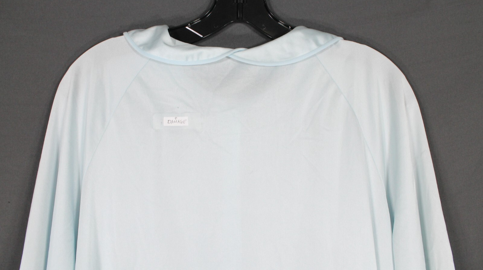 VTG LORRAINE Robe Lingerie LIGHT BLUE Button-Up SILKY NYLON Pocket LACE COLLAR S