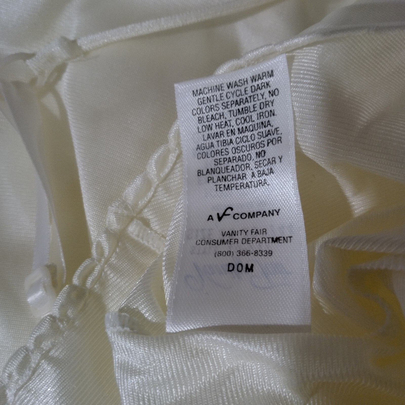 Vanity Fair Tricot Chemise Size 38 20 Inch Glacier White Slip Vintage NOS Flaws
